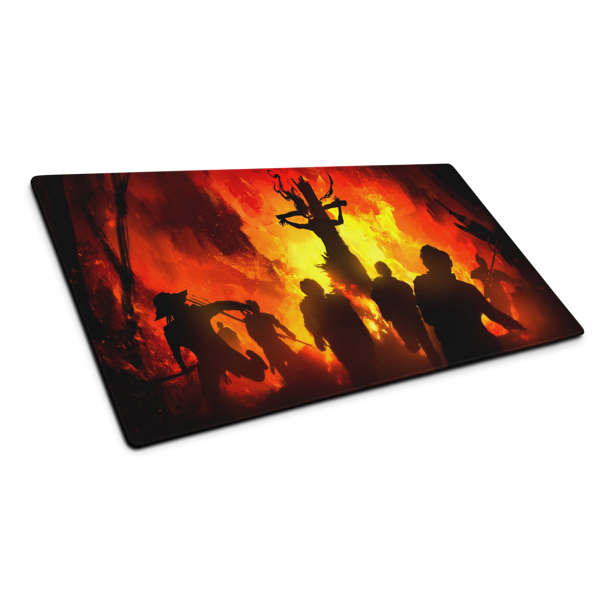 Fiery Red Battle Scene Gaming Mouse Pad For PC Desk Setup Silhouette Epic Mood For Gamer Desk Decor