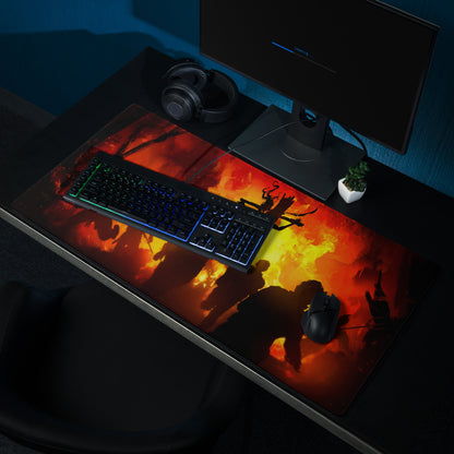 Fiery Red Battle Scene Gaming Mouse Pad For PC Desk Setup Silhouette Epic Mood For Gamer Desk Decor