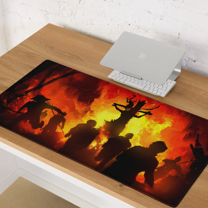 Fiery Red Battle Scene Gaming Mouse Pad For PC Desk Setup Silhouette Epic Mood For Gamer Desk Decor