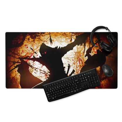 Orange Black Gaming Mouse Pad For Desktop Setup In Grunge Abstract Silhouette Digital Art Intense