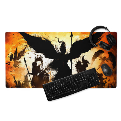 Gaming Mouse Pad Orange Black Large Esports Desk Mat for Modern Gaming Setup Abstract Art
