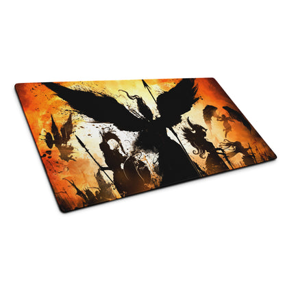 Gaming Mouse Pad Orange Black Large Esports Desk Mat for Modern Gaming Setup Abstract Art