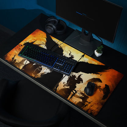 Gaming Mouse Pad Orange Black Large Esports Desk Mat for Modern Gaming Setup Abstract Art