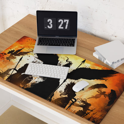 Gaming Mouse Pad Orange Black Large Esports Desk Mat for Modern Gaming Setup Abstract Art