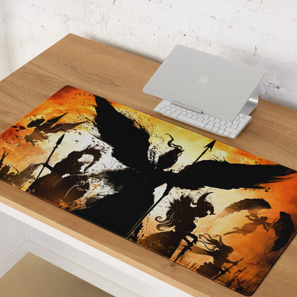 Gaming Mouse Pad Orange Black Large Esports Desk Mat for Modern Gaming Setup Abstract Art