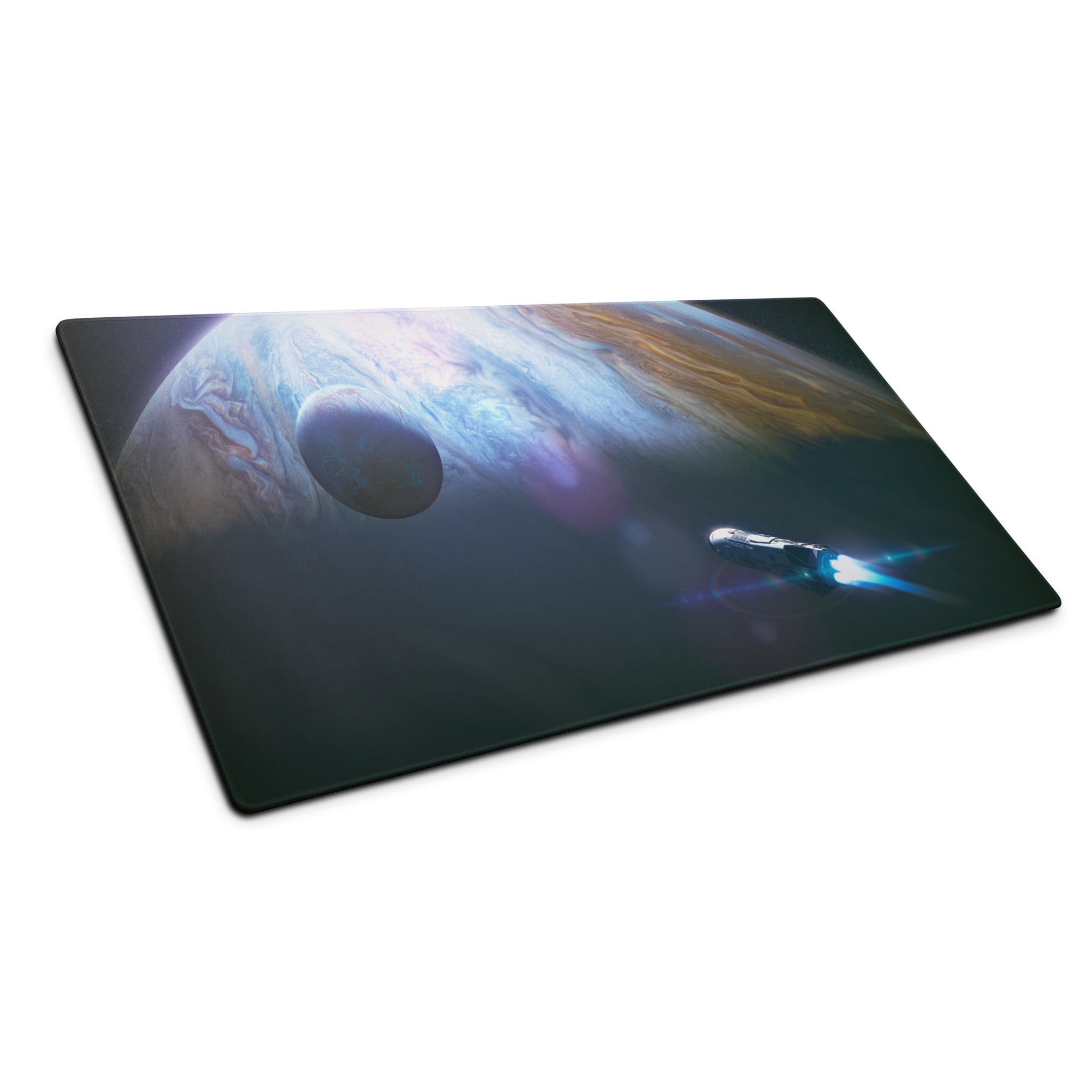 Gaming Mouse Pad Blue Glow Space Theme With Earth Planet Print For Desk Battlestation Modern Sci Fi