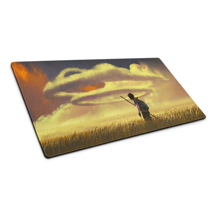 Large Gaming Mouse Pad With Edge Stitching Non Slip Base For Gaming Desk Sunset Orange Yellow Landscape Digital Art
