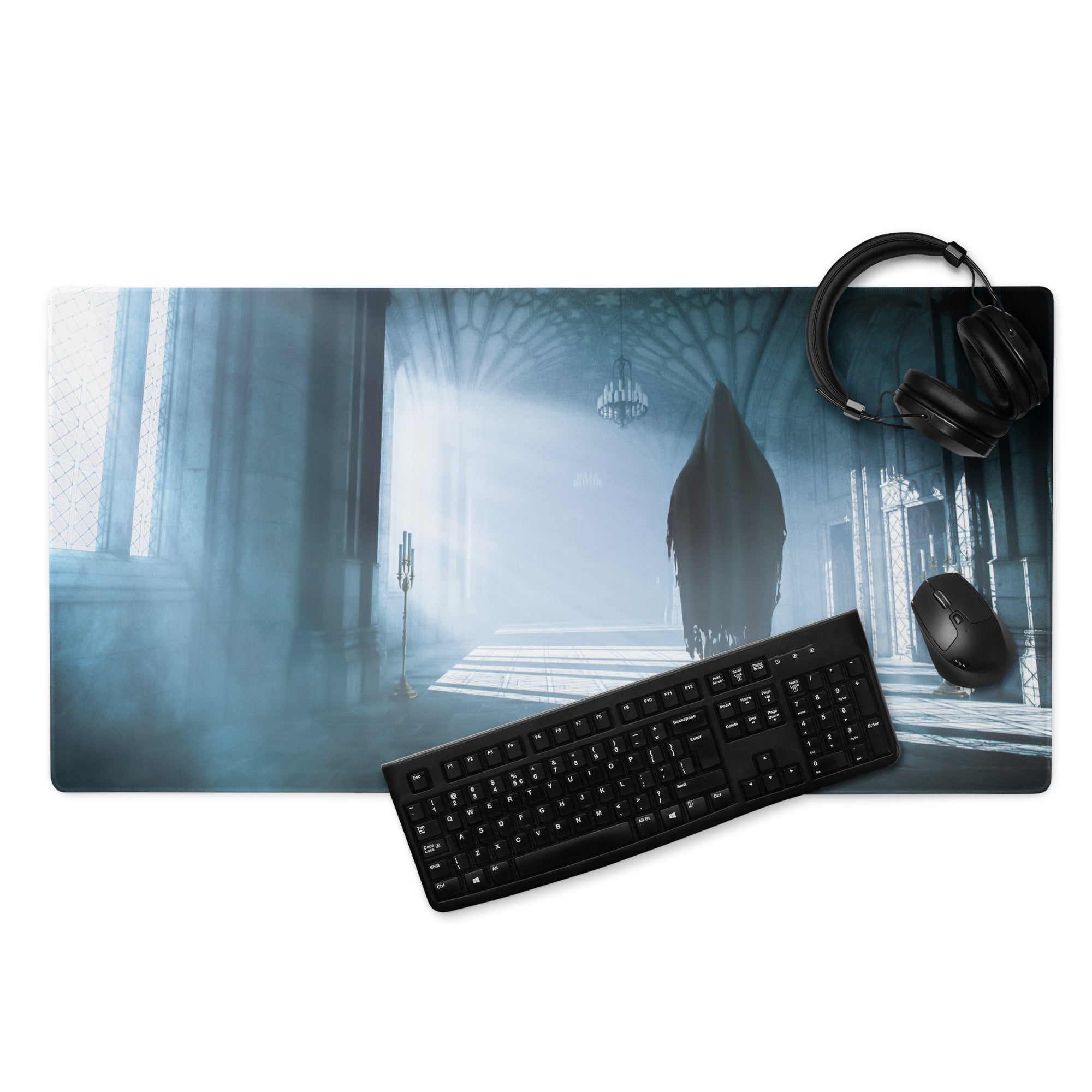 Gaming Mouse Pad Blue Teal For Gaming Desk Setup Cinematic Fantasy Style Moody Atmosphere Gamer Desk Decor Digital Print