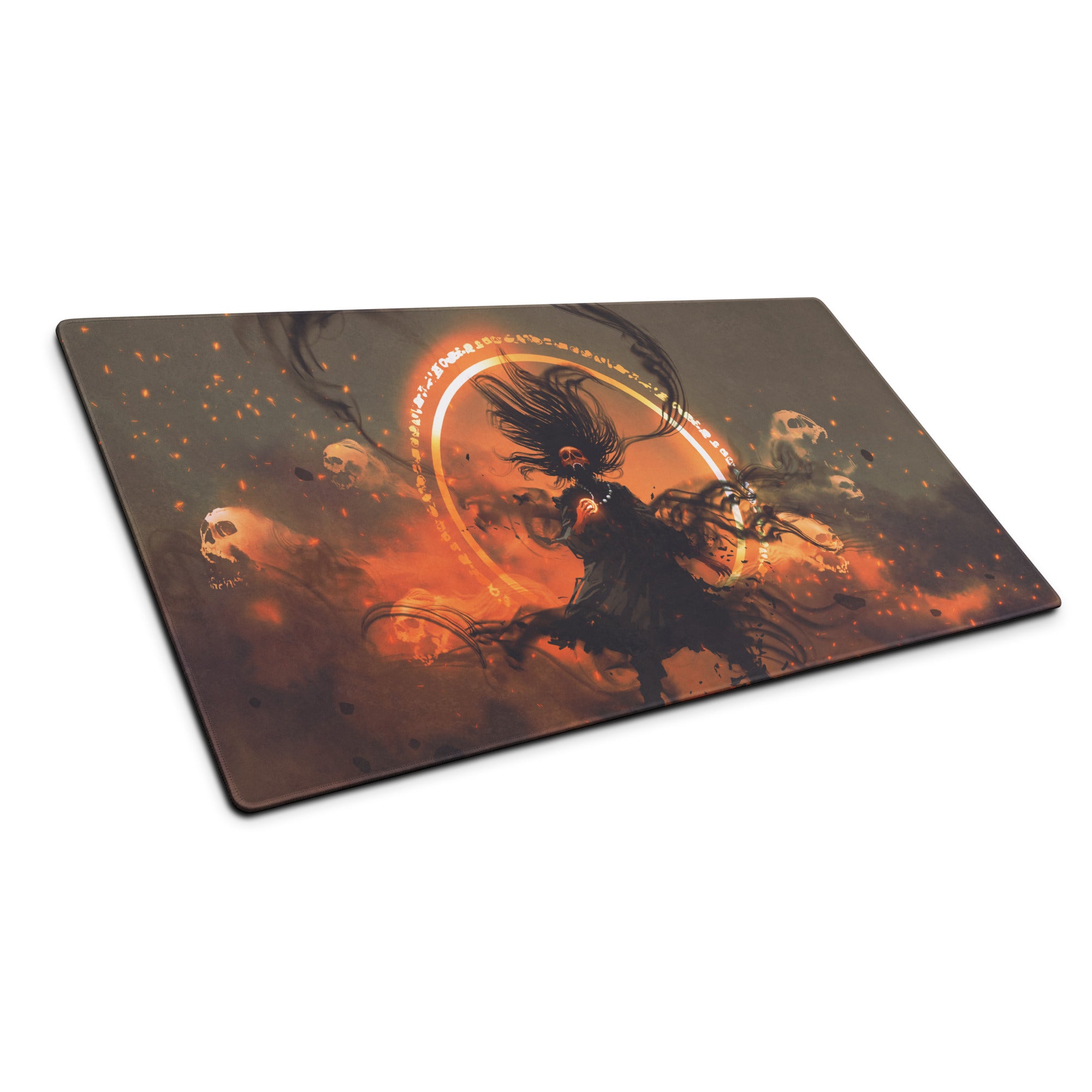 Gamer Mouse Pad Orange Black For Gaming Desk Setup Dark Fantasy Moba Art Digital Painting Style