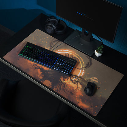 Gamer Mouse Pad Orange Black For Gaming Desk Setup Dark Fantasy Moba Art Digital Painting Style