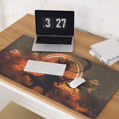 Gamer Mouse Pad Orange Black For Gaming Desk Setup Dark Fantasy Moba Art Digital Painting Style