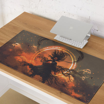 Gamer Mouse Pad Orange Black For Gaming Desk Setup Dark Fantasy Moba Art Digital Painting Style