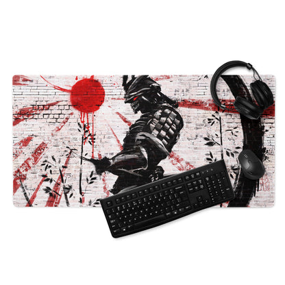 Gaming Mouse Pad Red Black For Desktop Setup Graffiti Style Large Non Slip Edge Stitching