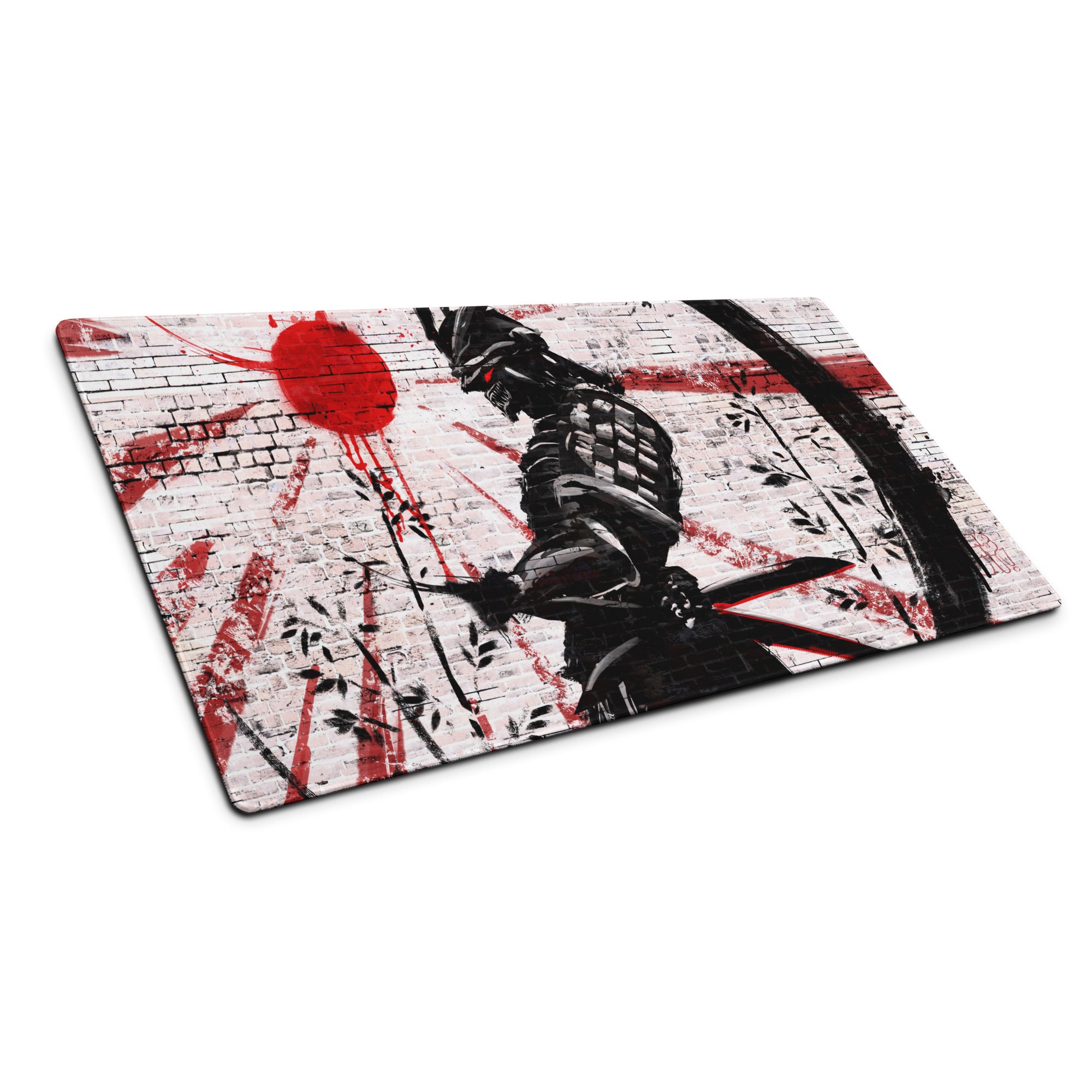 Gaming Mouse Pad Red Black For Desktop Setup Graffiti Style Large Non Slip Edge Stitching