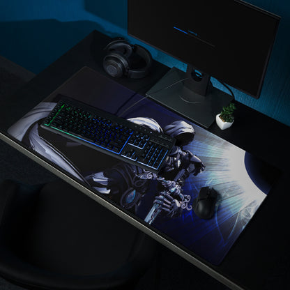 Gaming Mouse Pad Dark Blue Black Anime Warrior Artwork for Gaming Desk Setup Intense Cinematic Digital Art