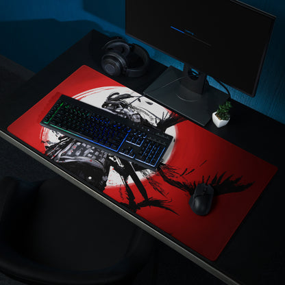 Red Black Abstract Battle Gaming Mouse Pad Large Size For Desktop Setup Non Slip Dynamic Brushstroke Art