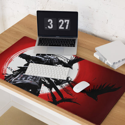 Red Black Abstract Battle Gaming Mouse Pad Large Size For Desktop Setup Non Slip Dynamic Brushstroke Art