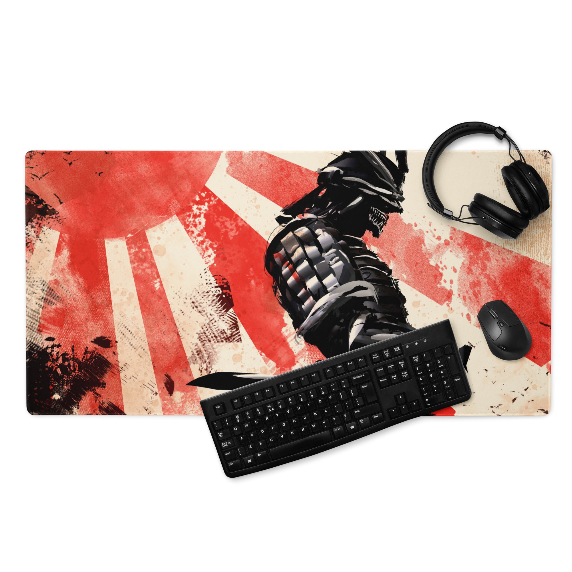 Gaming Mouse Pad Red Beige Black For Gaming Desk Large Non Slip Edge Stitched Grunge Esports Setups