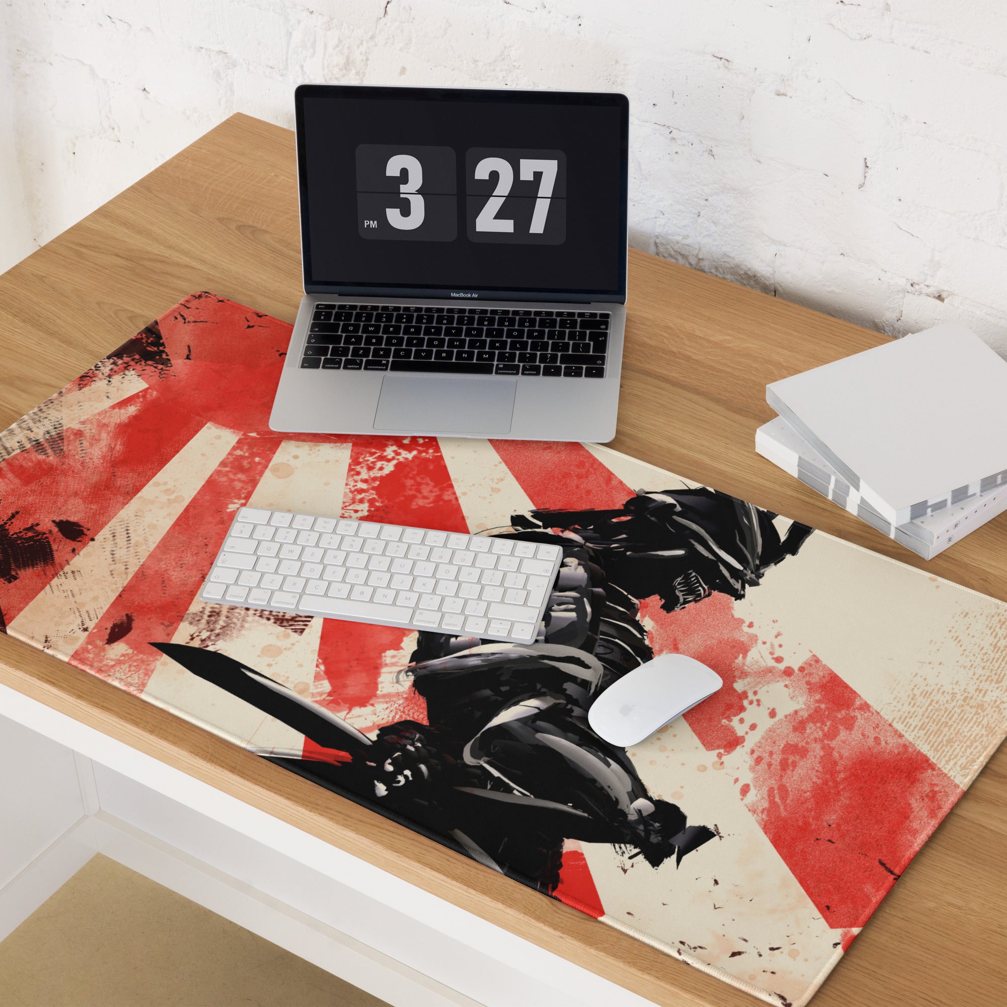 Gaming Mouse Pad Red Beige Black For Gaming Desk Large Non Slip Edge Stitched Grunge Esports Setups