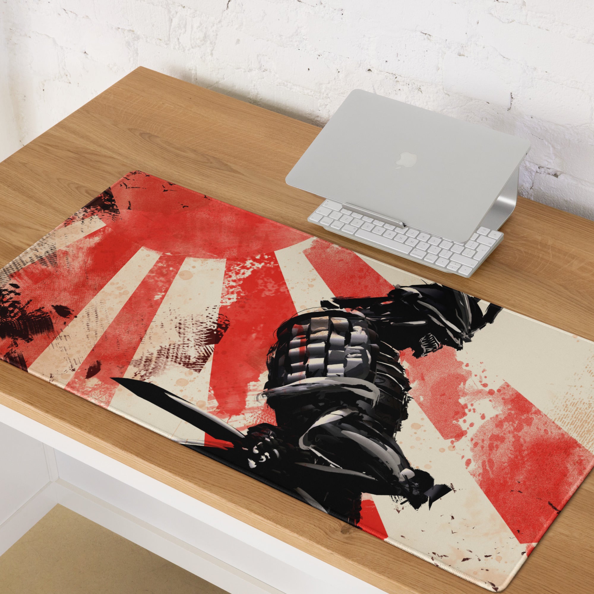 Gaming Mouse Pad Red Beige Black For Gaming Desk Large Non Slip Edge Stitched Grunge Esports Setups