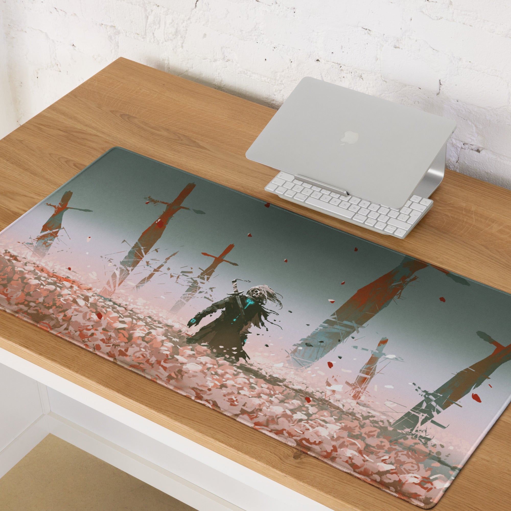 Gaming Mouse Pad Teal Pink Gradient For Desktop Setup Abstract Digital Art Futuristic Gamer Desk Mat