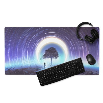 Gamer Mouse Pad Blue Purple Night Sky Cosmic Spiral For Gaming Setup Modern SciFi Art