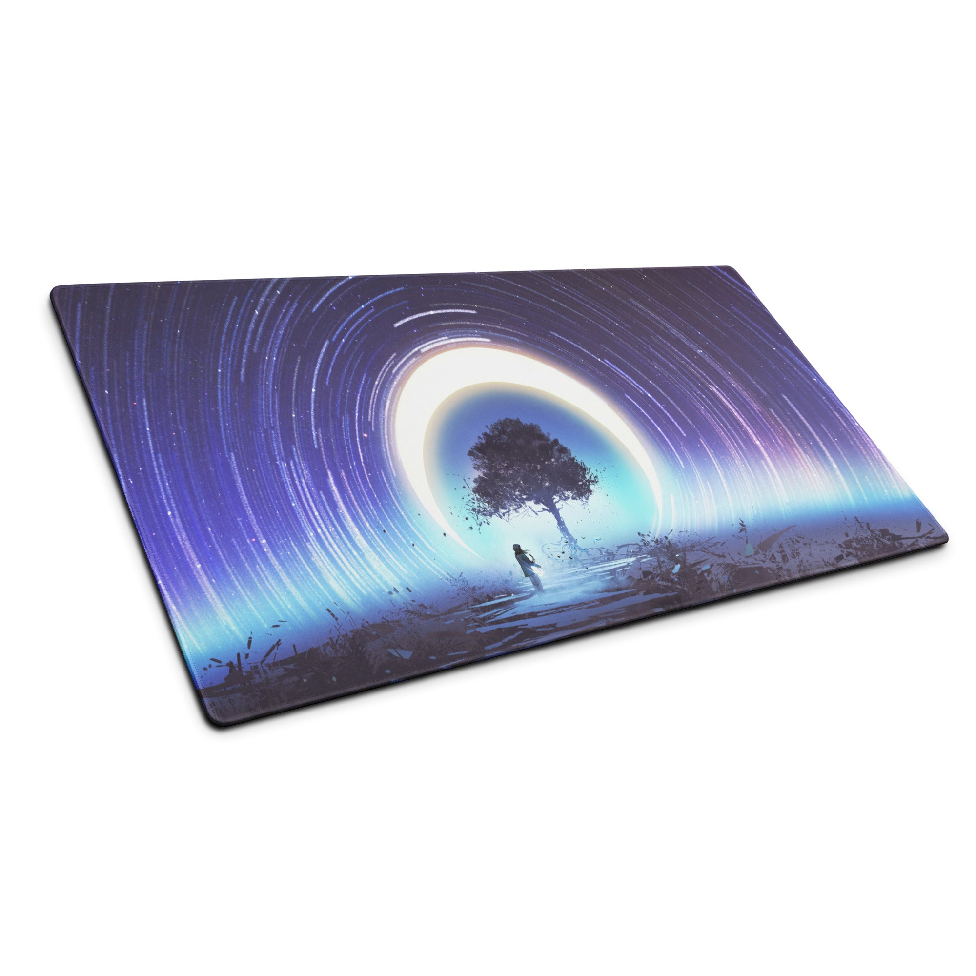 Gamer Mouse Pad Blue Purple Night Sky Cosmic Spiral For Gaming Setup Modern SciFi Art
