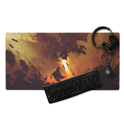 Gamer Mouse Pad Fiery Orange Black Large Size for Gaming Desk Setup Edge Stitching Non Slip