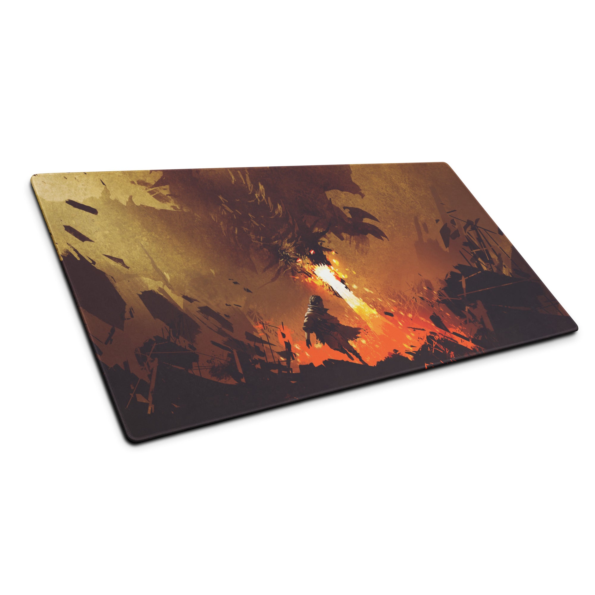 Gamer Mouse Pad Fiery Orange Black Large Size for Gaming Desk Setup Edge Stitching Non Slip