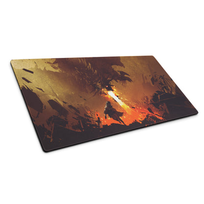 Gamer Mouse Pad Fiery Orange Black Large Size for Gaming Desk Setup Edge Stitching Non Slip