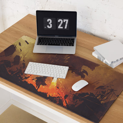 Gamer Mouse Pad Fiery Orange Black Large Size for Gaming Desk Setup Edge Stitching Non Slip