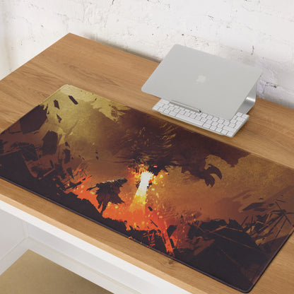 Gamer Mouse Pad Fiery Orange Black Large Size for Gaming Desk Setup Edge Stitching Non Slip