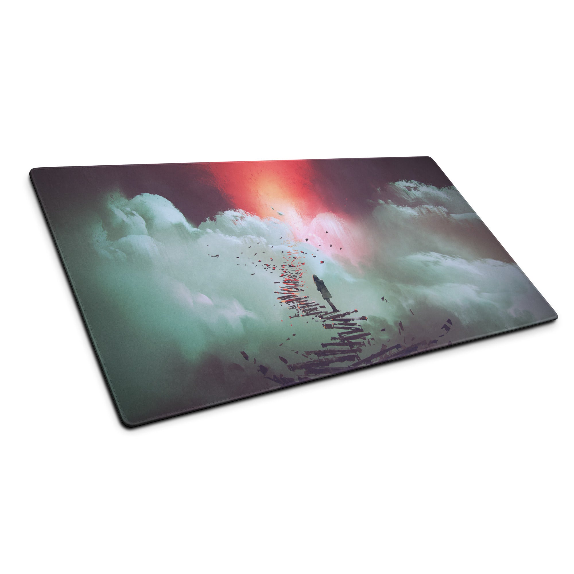 Gaming Mouse Pad Teal Pink Purple Sunset Nebula Art For Gaming Desk Setup Modern Digital Art Cosmic Mood