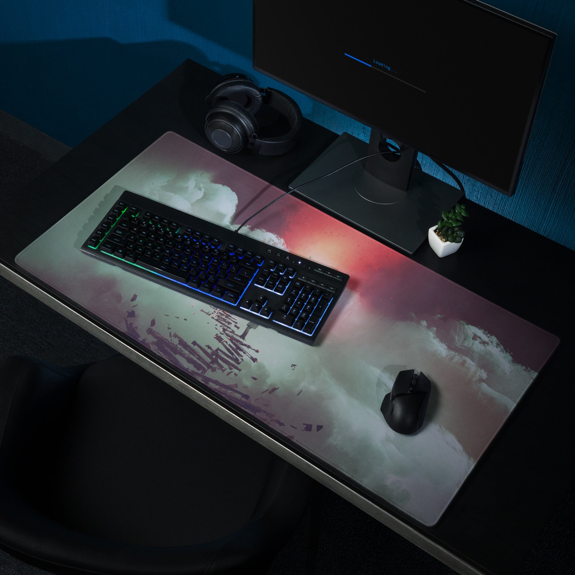 Gaming Mouse Pad Teal Pink Purple Sunset Nebula Art For Gaming Desk Setup Modern Digital Art Cosmic Mood