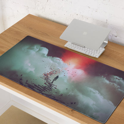 Gaming Mouse Pad Teal Pink Purple Sunset Nebula Art For Gaming Desk Setup Modern Digital Art Cosmic Mood
