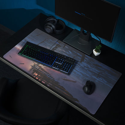 Gaming Mouse Pad Navy Blue Sunset Orange For Gaming Setup Cinematic Digital Art Desk Mat Moody Esports Decor