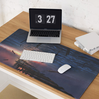 Gaming Mouse Pad Navy Blue Sunset Orange For Gaming Setup Cinematic Digital Art Desk Mat Moody Esports Decor