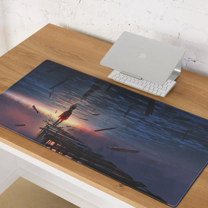 Gaming Mouse Pad Navy Blue Sunset Orange For Gaming Setup Cinematic Digital Art Desk Mat Moody Esports Decor