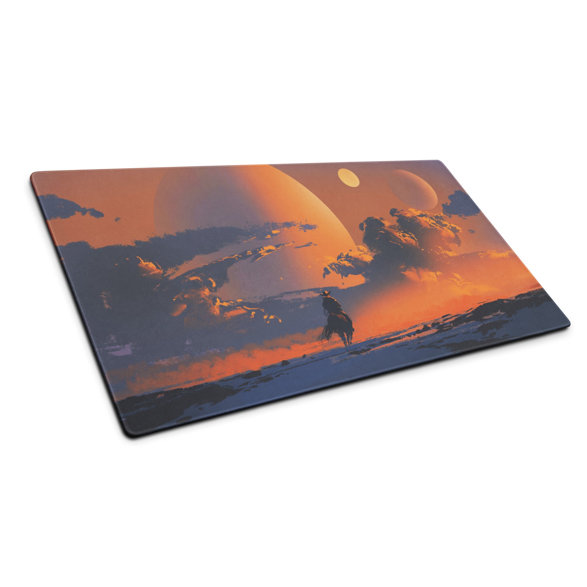 Orange Purple Blue Sunset Gamer Mouse Pad Large Non Slip Desk Mat For Gaming Setup Atmospheric Digital Art