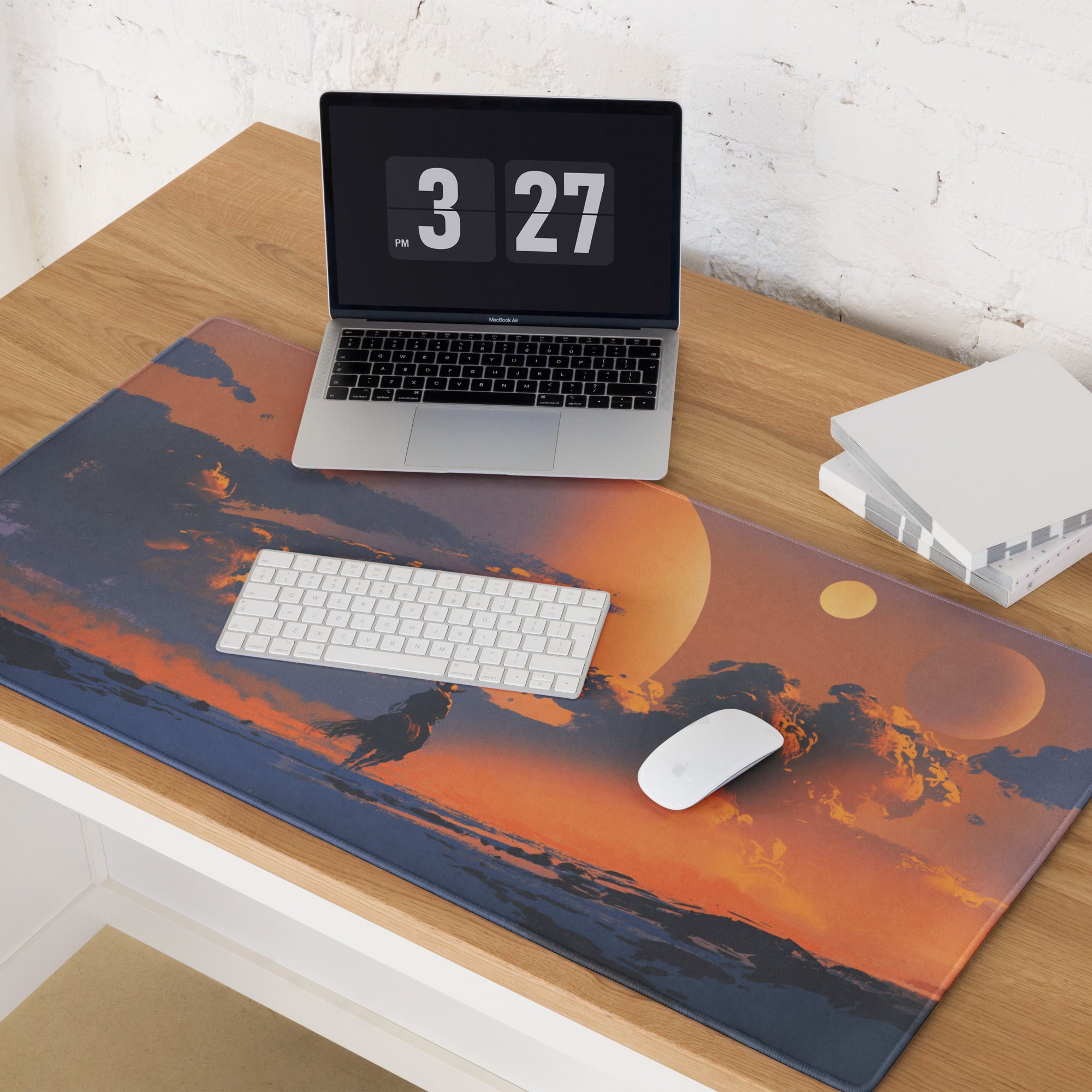 Orange Purple Blue Sunset Gamer Mouse Pad Large Non Slip Desk Mat For Gaming Setup Atmospheric Digital Art