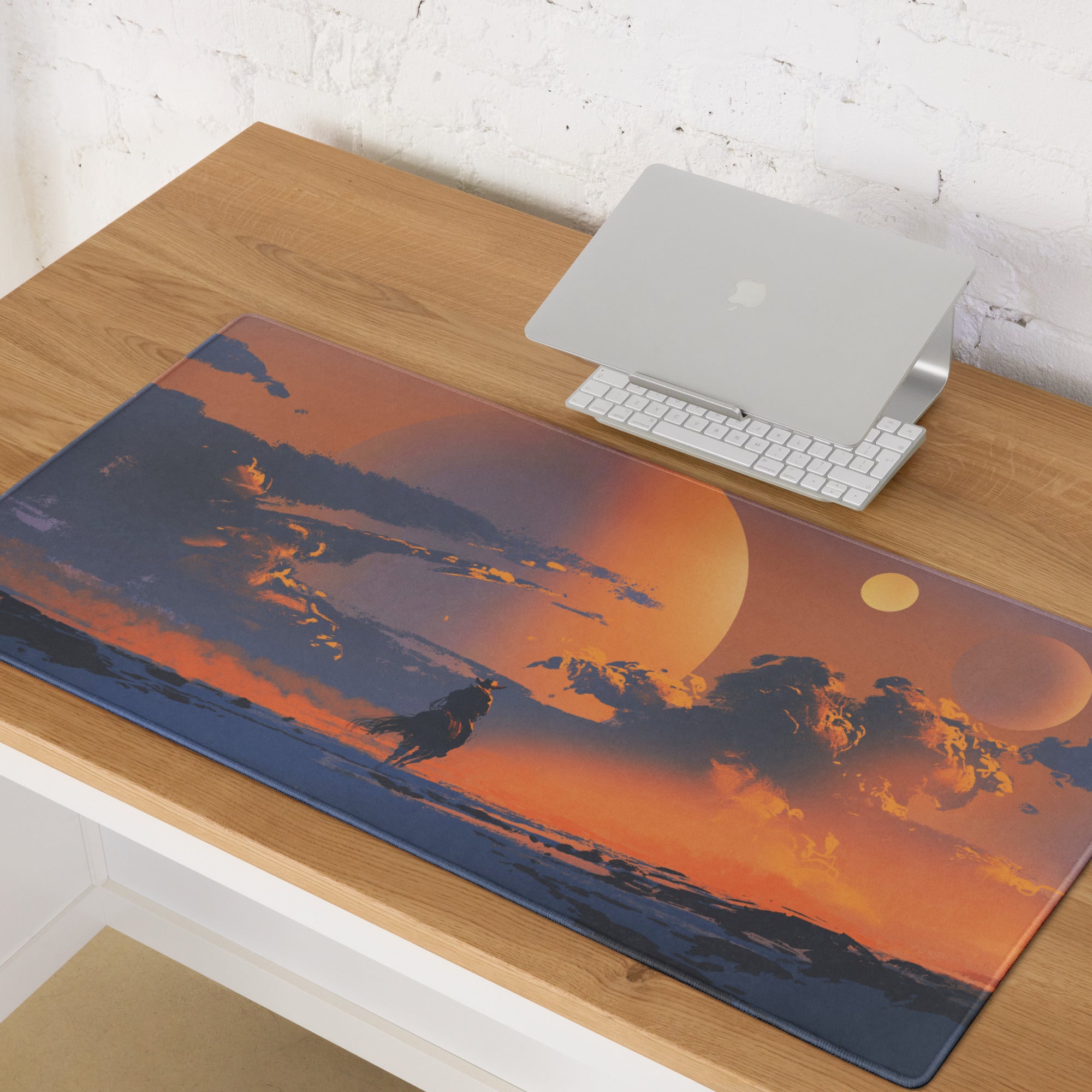Orange Purple Blue Sunset Gamer Mouse Pad Large Non Slip Desk Mat For Gaming Setup Atmospheric Digital Art