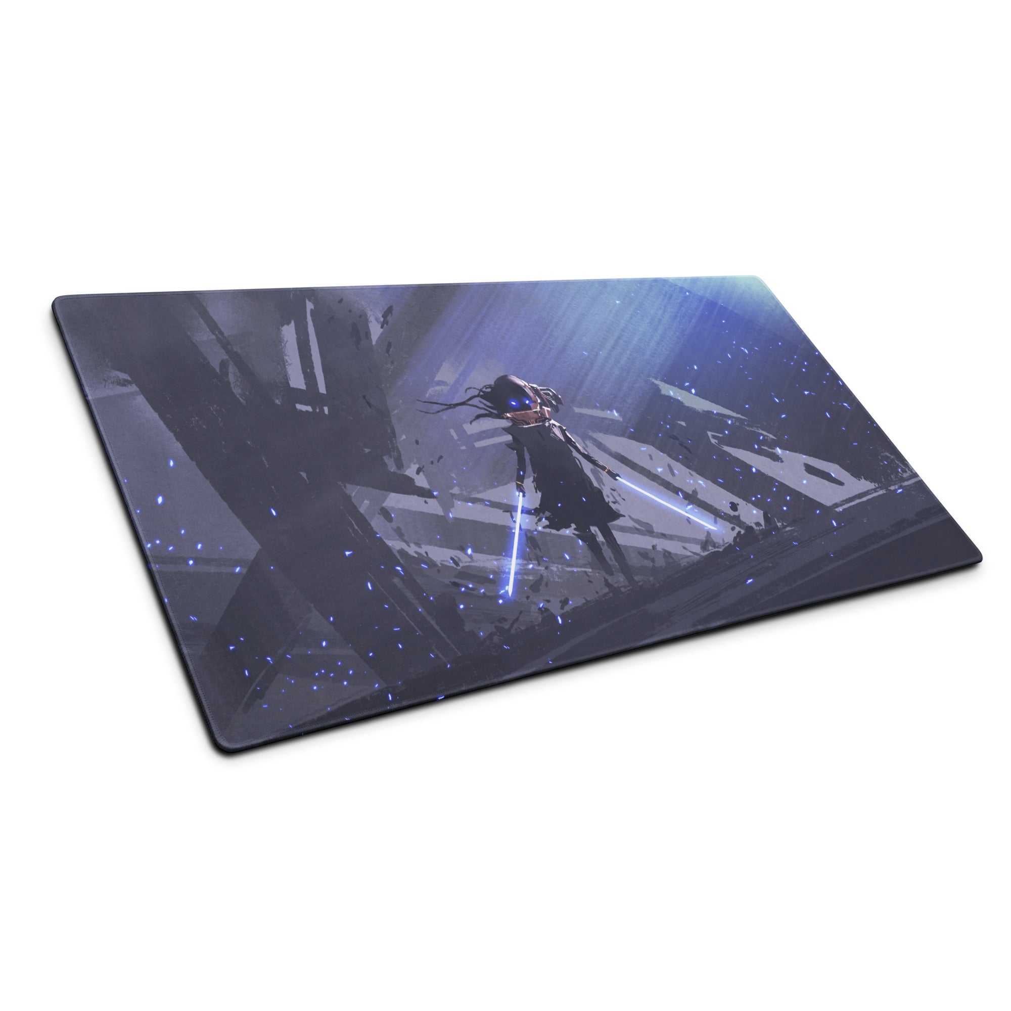 Blue Neon Cyberpunk Gaming Mouse Pad For Desktop Setup Large Non Slip Desk Mat With Futuristic Art