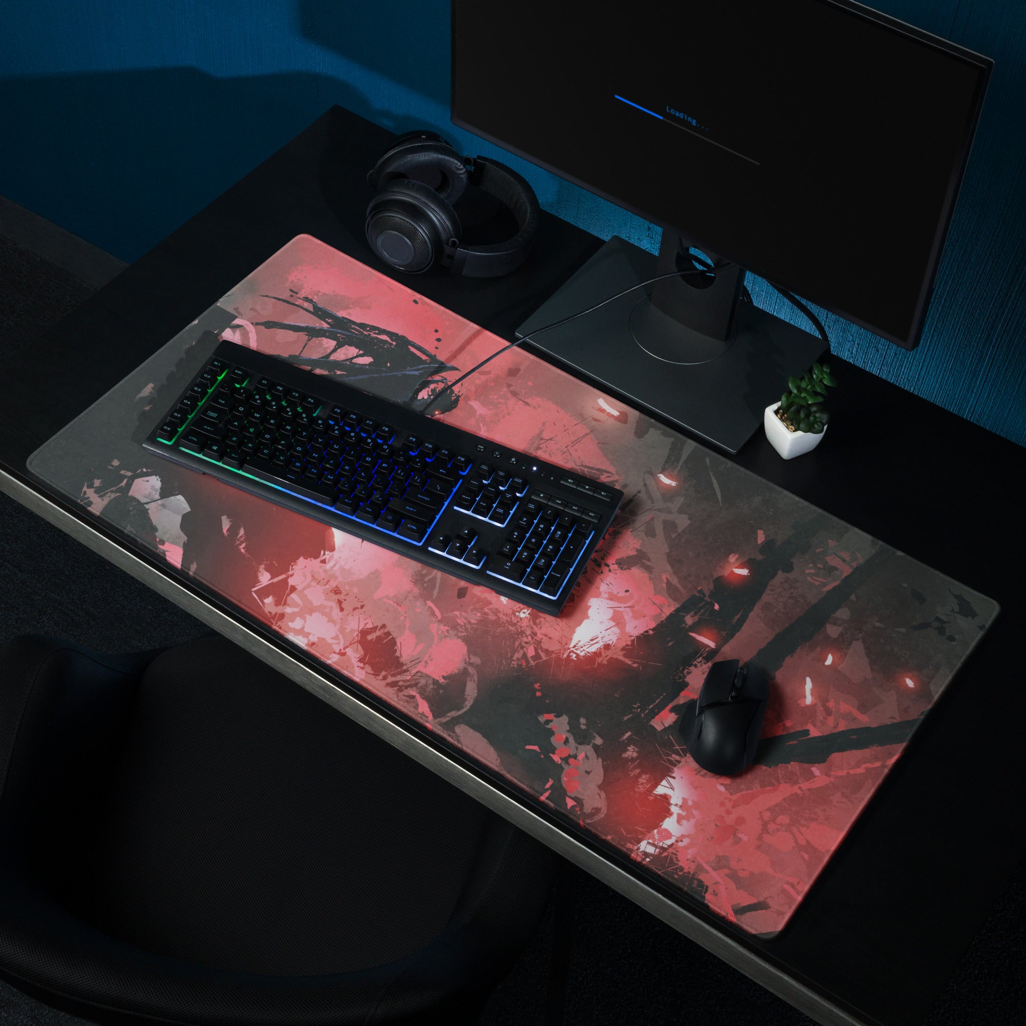 Gaming Mouse Pad Red And Black For Gaming Desk Modern Abstract Style Dynamic Esports Decor Digital Art