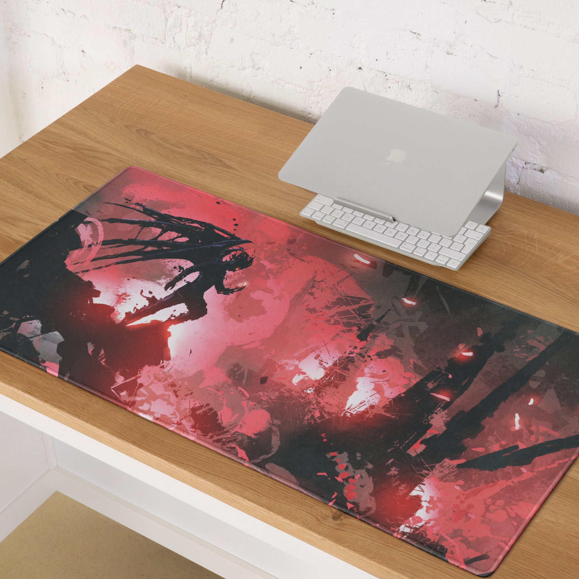 Gaming Mouse Pad Red And Black For Gaming Desk Modern Abstract Style Dynamic Esports Decor Digital Art
