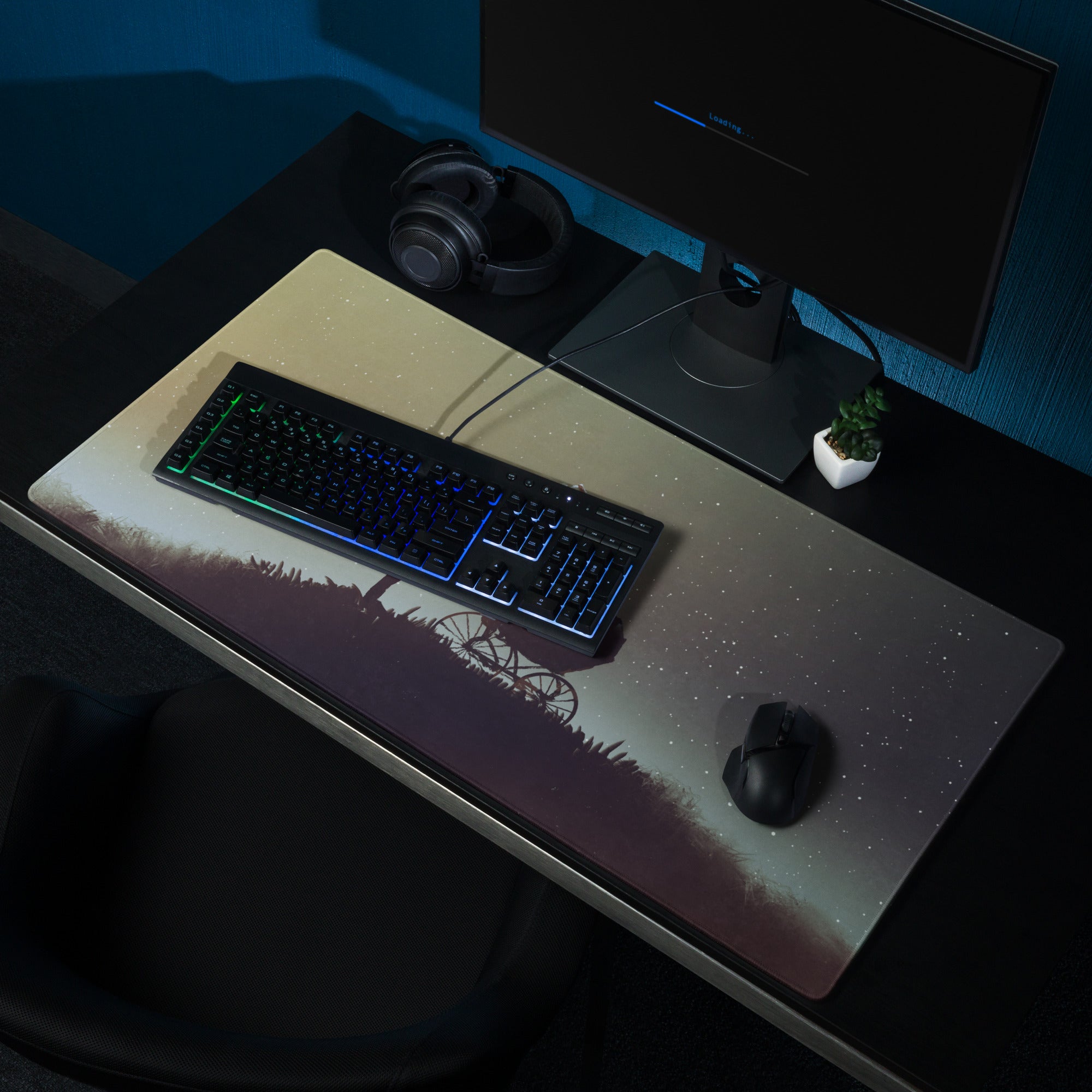 Space Gradient Galaxy Gaming Mouse Pad For Desk Setup Starry Night Sci-Fi Art Digital Illustration