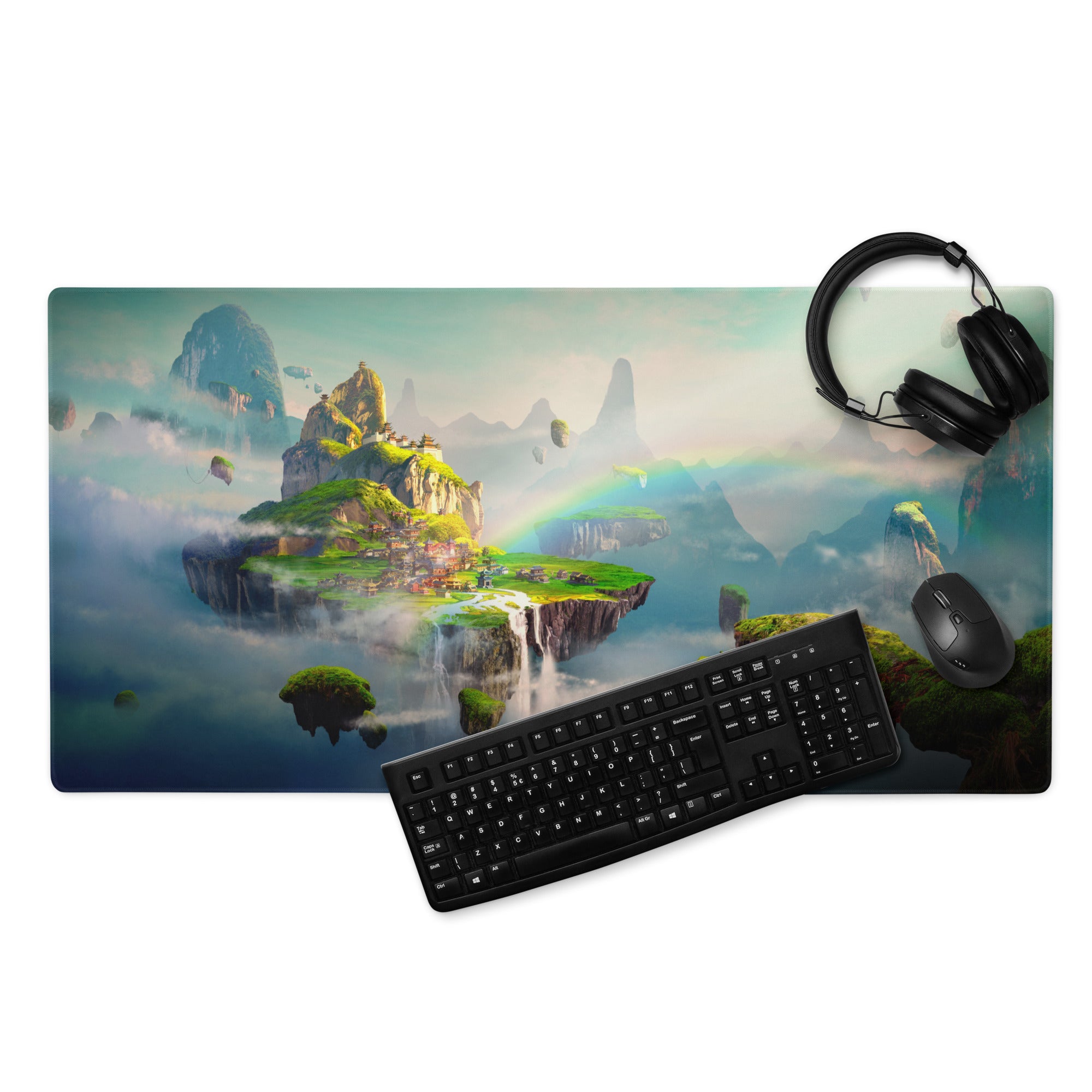Gaming Mouse Pad Blue Teal Fantasy Landscape For Gaming Desk Style Immersive Mood Digital Artwork