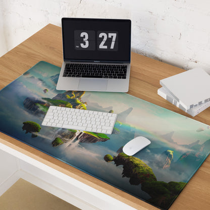 Gaming Mouse Pad Blue Teal Fantasy Landscape For Gaming Desk Style Immersive Mood Digital Artwork
