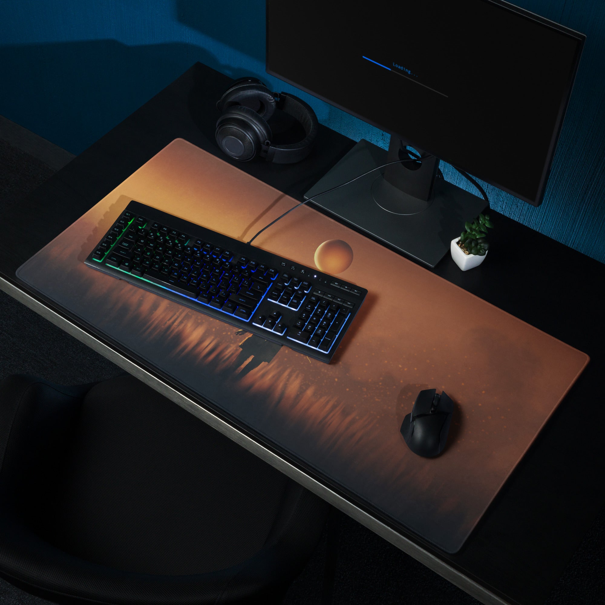 Gaming Mouse Pad Orange Sunset Copper Gradient Style For Desk Setup Esports Mood