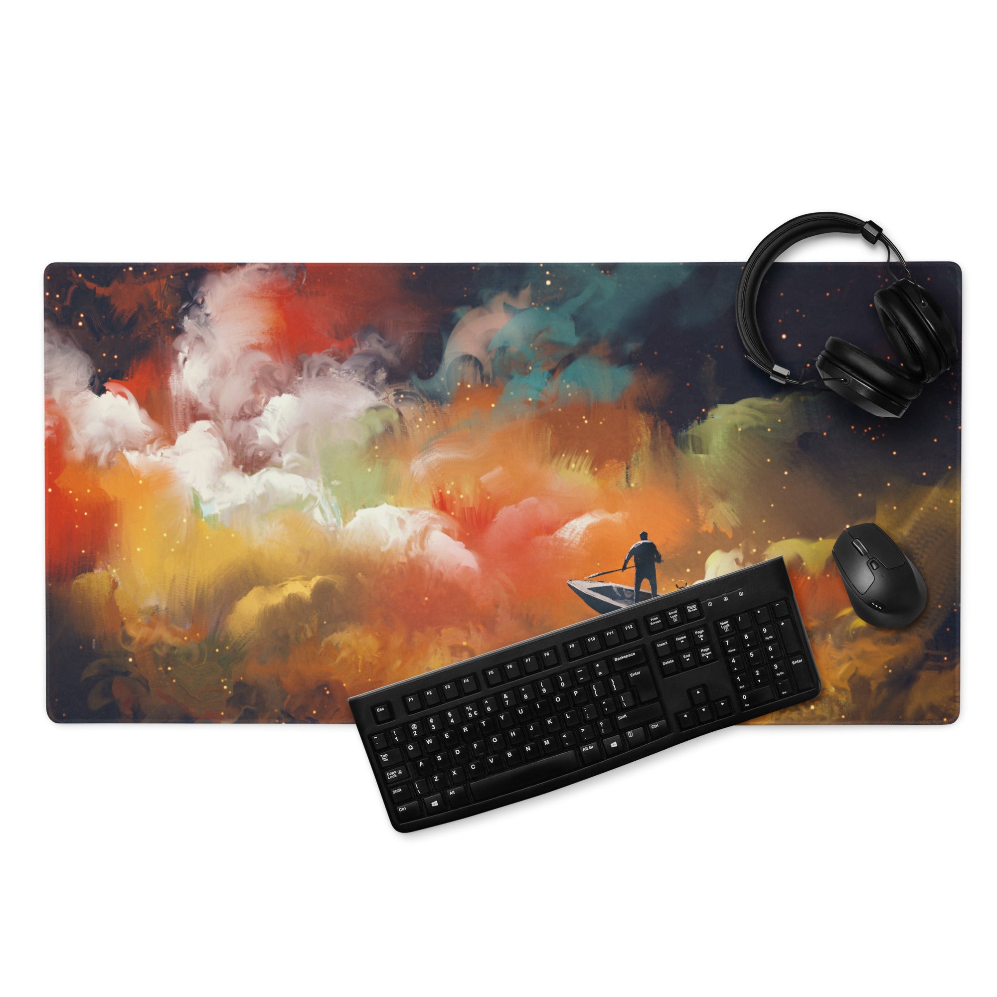 Gamer Mouse Pad Orange Blue Teal For Gaming Desk Abstract Art Epic Cinematic Mood Digital Painting