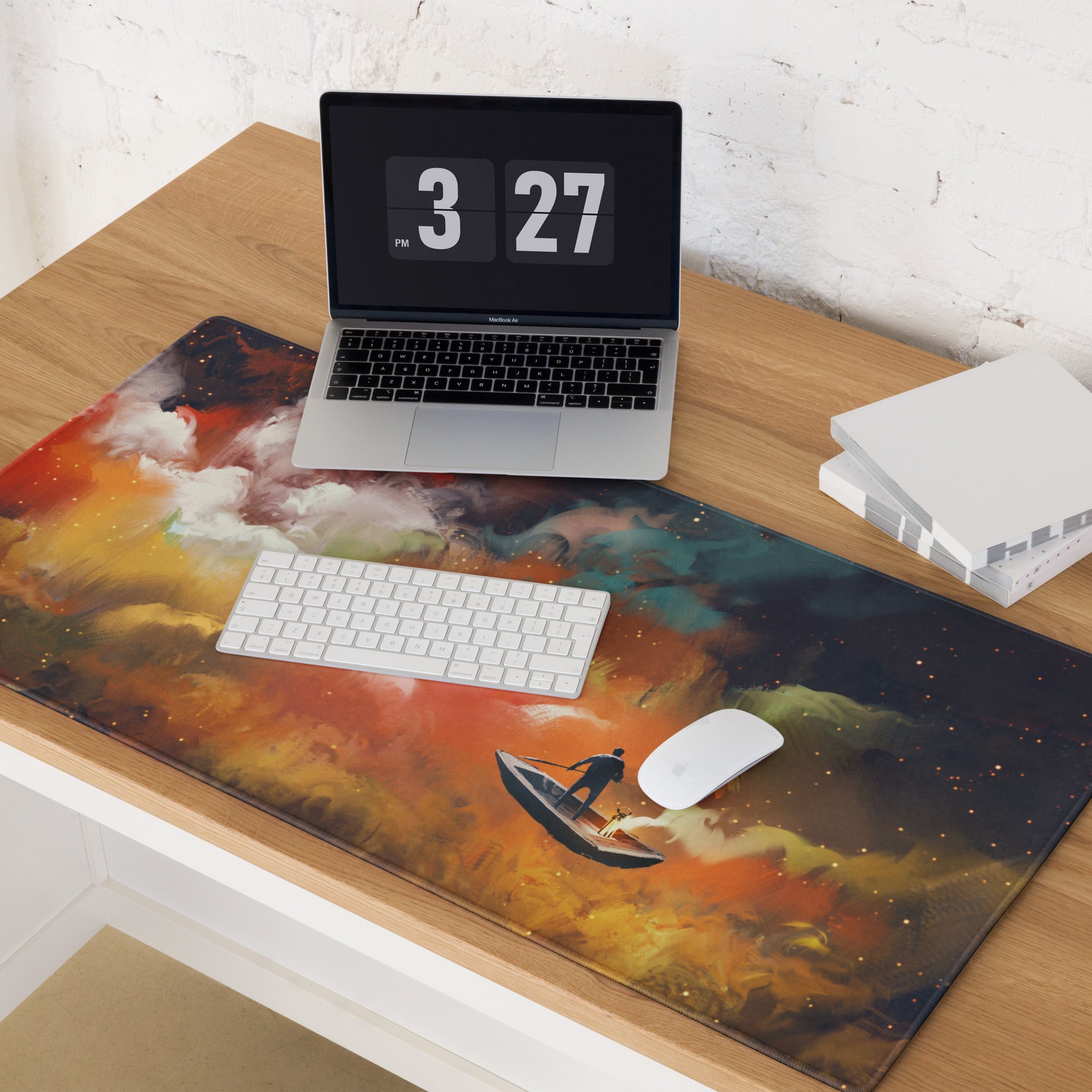 Gamer Mouse Pad Orange Blue Teal For Gaming Desk Abstract Art Epic Cinematic Mood Digital Painting